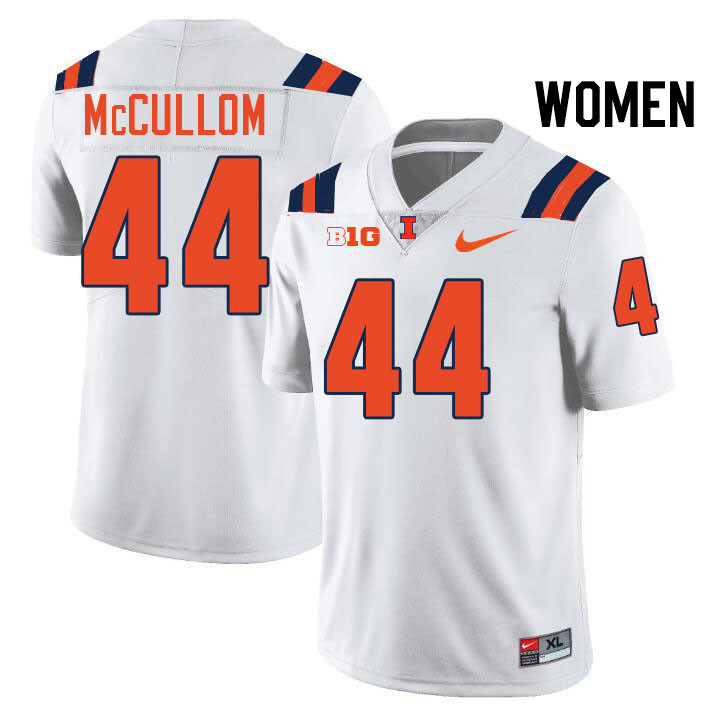 Women #44 Angelo McCullom Illinois Fighting Illini College Football Jerseys Stitched-White